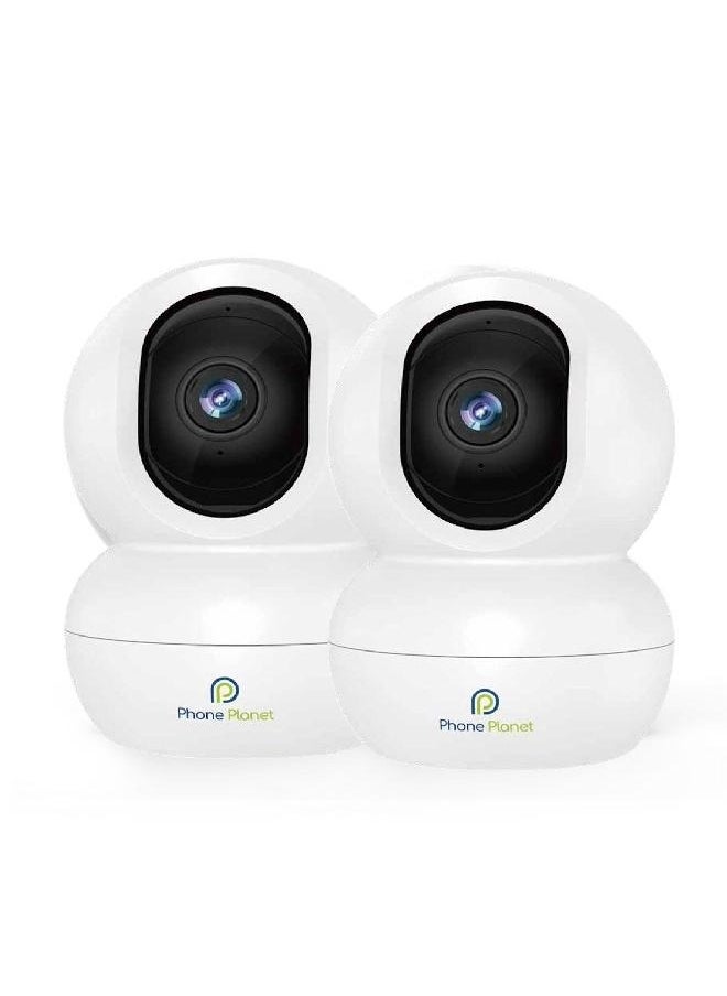 Phone Planet 3MP C6N Pack Of 2 Wi-Fi 1080P Smart Home Security Camera White Baby Monitor Surveillance Camera With Motion Detection Smart Tracking Two Way Audio Night Vision Remote Control Works With Alexa  - Image 1
