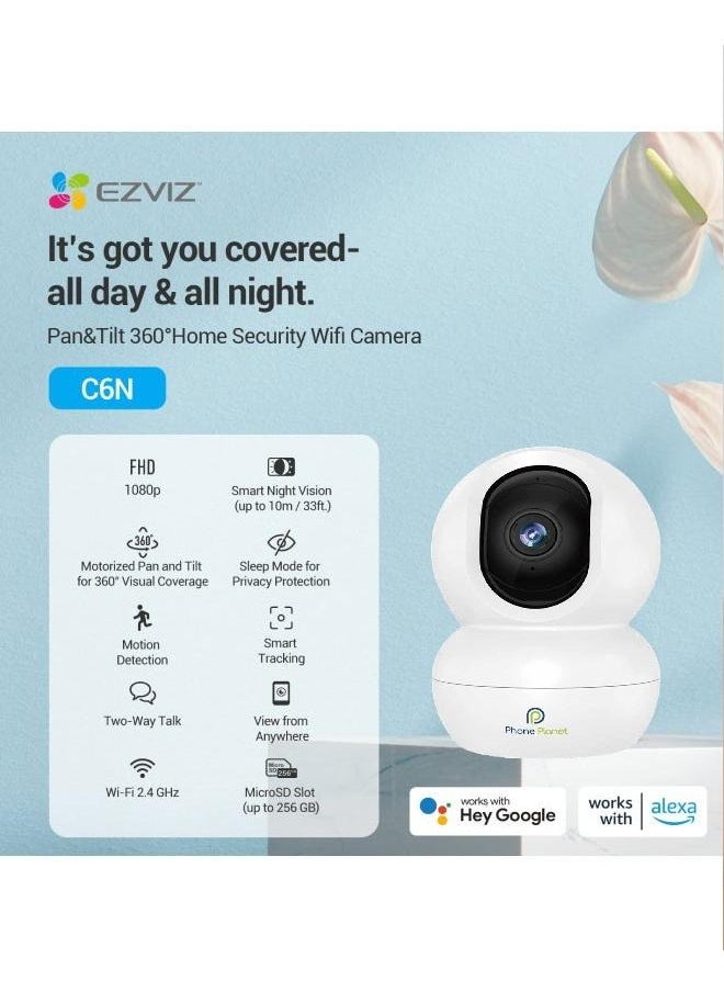 Phone Planet 3MP C6N Pack Of 2 Wi-Fi 1080P Smart Home Security Camera White Baby Monitor Surveillance Camera With Motion Detection Smart Tracking Two Way Audio Night Vision Remote Control Works With Alexa  - Image 3
