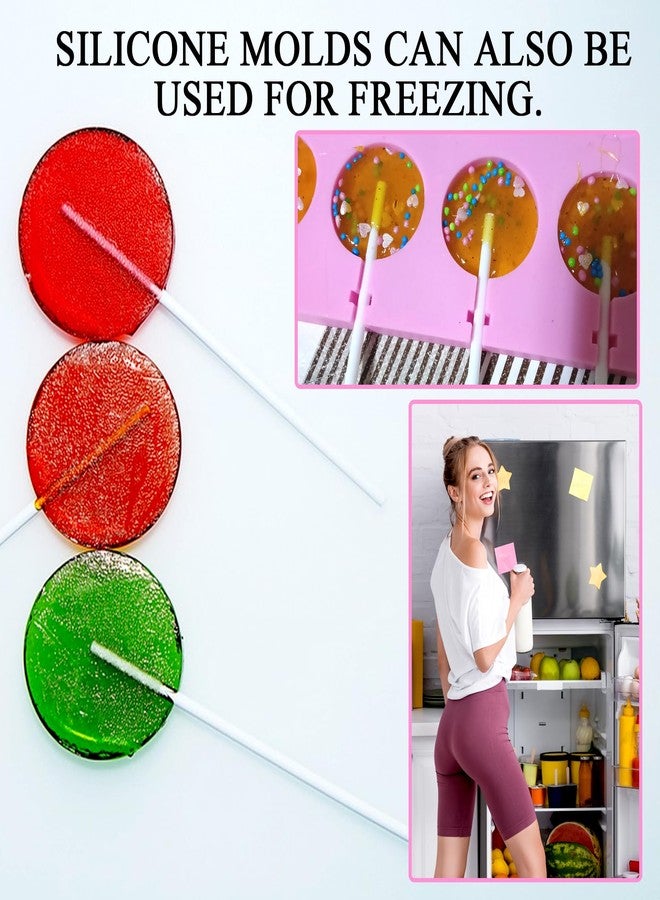 PPPanYiDi 2Pcs Silicone Hard Candy Chocolate Molds, Round Non-stick Silicone Lollipop Sucker Mold Making Kit with 20 Sticks, 100 Count Golden Ropes and 100 Bags, for Candies, Panels, Jellies, Bread, Etc. A2 - Image 4