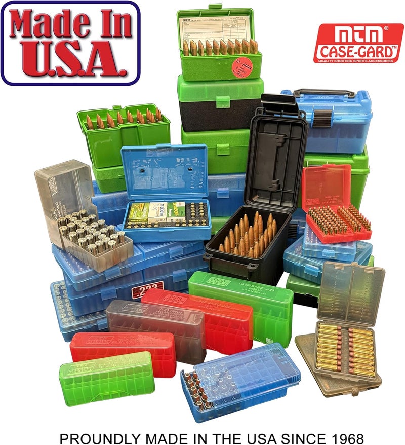 MTM 50 Round Flip-Top Ammo Box 41/44 Cal, 5.52"L x 3.24"W x 1.98"H , (Clear Green) - Image 4