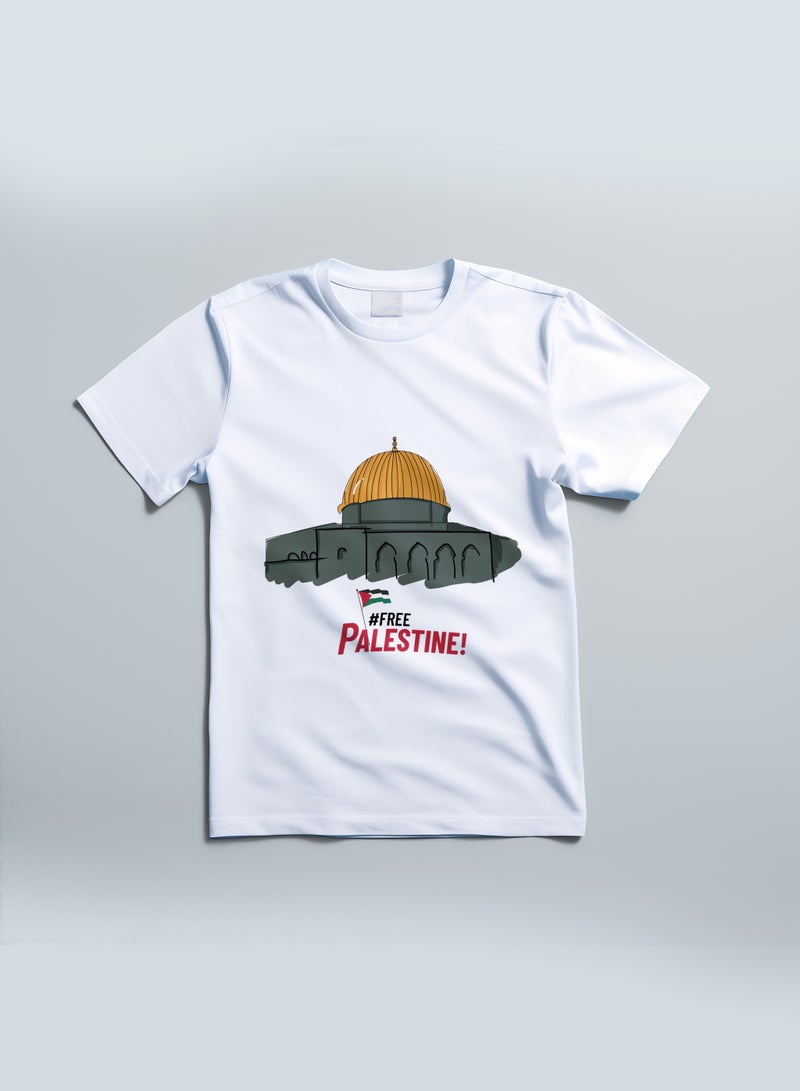 FUN MOMENT Short sleeve round neck T-shirt with Palestine print - Image 1