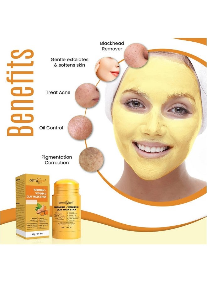 dermaxgen Organic Turmeric Mask Stick For Clear Radiant Skin Acne & Scars Reduction Healing Clay Pore Cleansing Facial Mask Improve Skin Tone And Texture Allnatural 1.4 Oz - Image 2