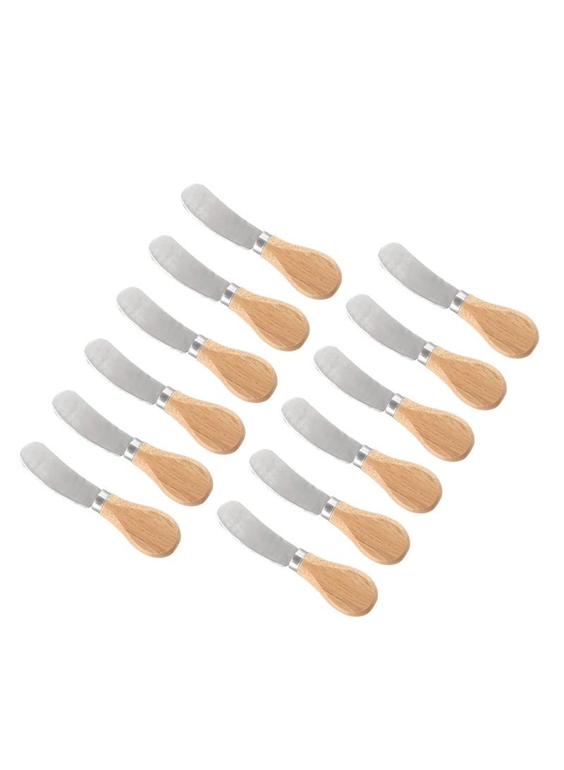 إسكدنيا 12 عبوة من موزعات الجبن، سكاكين من الفولاذ المقاوم للصدأ مقاس 4.7 بوصة بمقابض من الخيزران، للتوابل والحلويات - Image 1