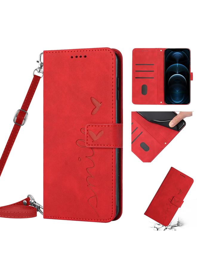 زبون جراب هاتف جلدي بنمط قلب لهاتف iPhone 12 Pro Max مع حبل تعليق - Image 1