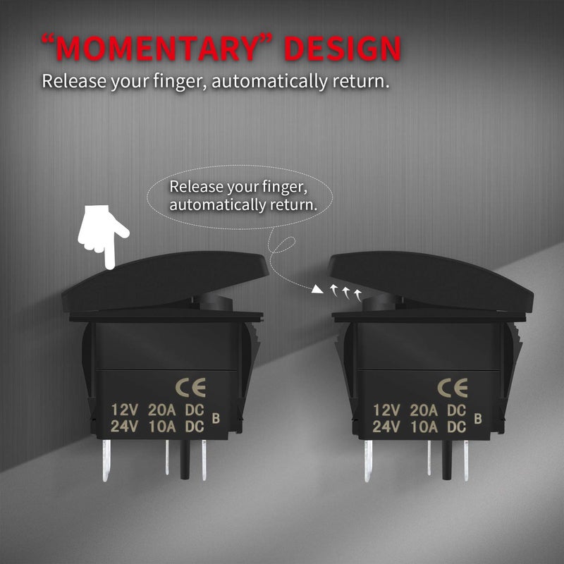 DaierTek 12V Horn Button Momentary Rocker Switch Blue LED 12 Volt Ranger Auto Train ATV UTV RZR Boat Marine Toggle Switch Waterproof - Image 2