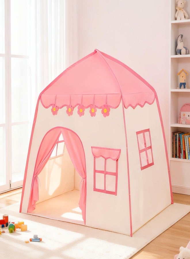 LimitlessFunN Flower Kids Play Tent, Children Indoor Castle Playhouse for Girls, Toddlers, 39" D x 51" W x 51" H, Pink - Image 1
