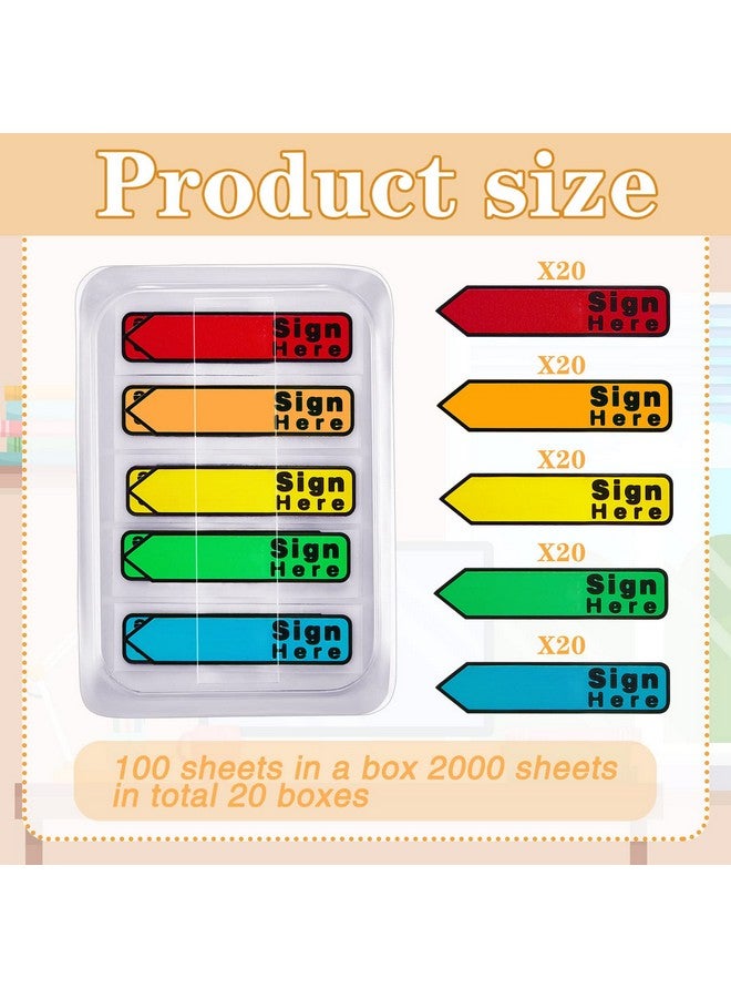تيلينغ 2000 قطعة/ 20 عبوة، علامة هنا، علامات تبويب التاريخ، علامة هنا، ملصقات تسجيل التاريخ، 5 ألوان مع موزع سهم علم علامة هنا علامات التبويب مع موزع سهل النشر لورق كتب كاتب العدل (نمط لطيف) - Image 2