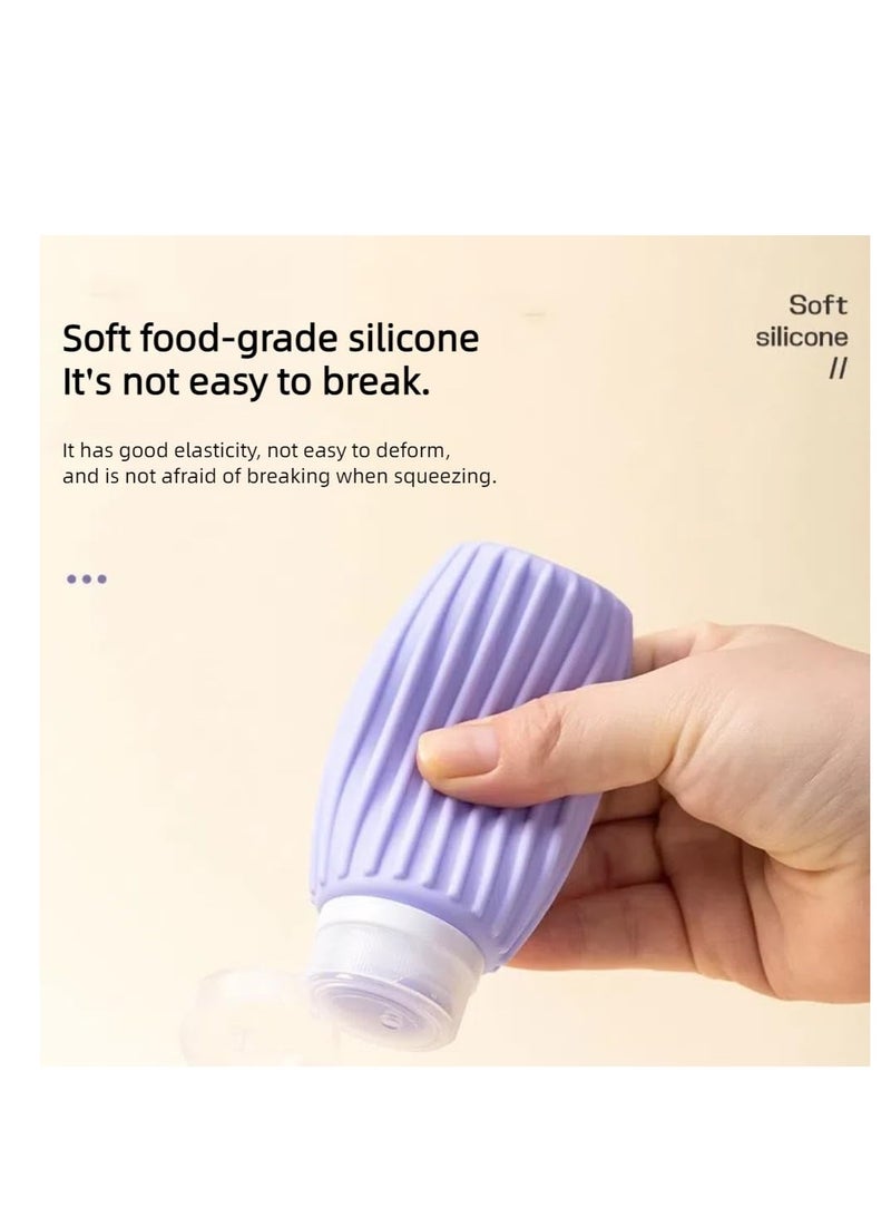 SYOSI 5 Pack Silicone Travel Bottles Set for Toiletries, TSA Approved Travel Containers Jars, Refillable Liquid, Squeezable, Travel Essentials Accessories, Shampoo Conditioner Lotion (Pack C 60&90ml) - Image 2