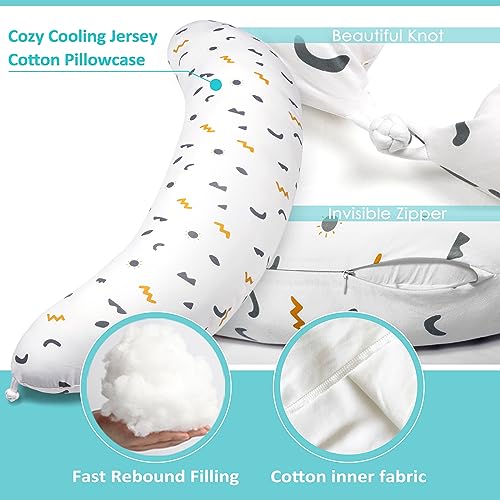 BYRIVER Firm C Shaped Pregnancy Pillows for Sleeping, Belly Hip Leg Knee Support Side Sleeper Body Pillow, Cuddle Snuggle Maternity Pillow, Zipper Cooling Jersey Cotton Pillowcase, Gifts for Mom - Image 3