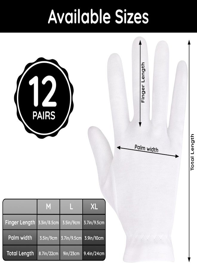 Segbeauty 24 Count White Cotton Hand Gloves with Elastic Band, Extra Large Lotion Moisturizing Gloves (12 Pairs) for Men and Women, Dry Skin Care Overnight Sleeping Gloves - Image 2