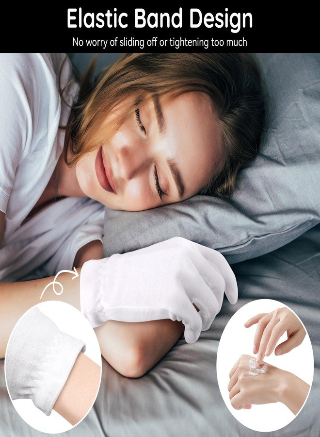Segbeauty 24 Count White Cotton Hand Gloves with Elastic Band, Extra Large Lotion Moisturizing Gloves (12 Pairs) for Men and Women, Dry Skin Care Overnight Sleeping Gloves - Image 3