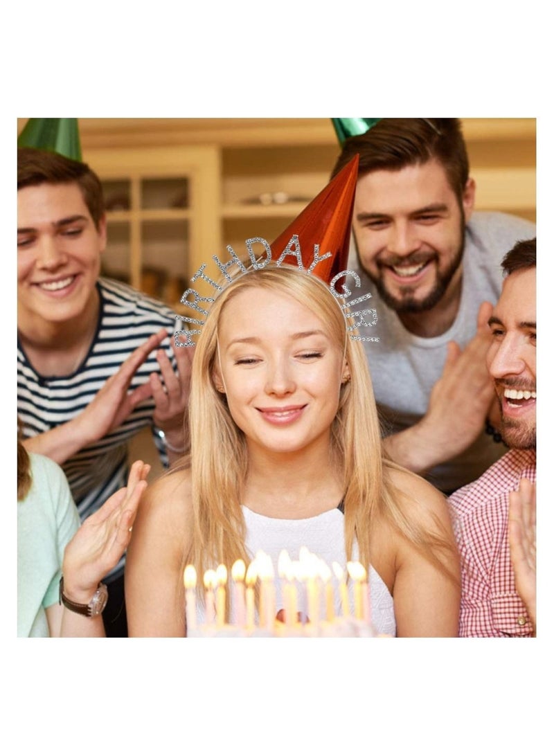 Captaintech Birthday Girl Headband Ladies Birthday Tiara Happy Birthday Jewelry Silver - Image 2