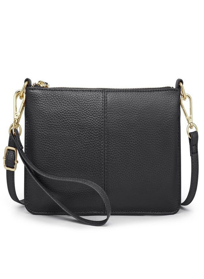 Kattee Leather Cross Body Bag for Women, Small Crossbody Shoulder Bags Purse for Women Trendy, Designer Handbag Pouch Clutch with Wristlet, Black - Image 1