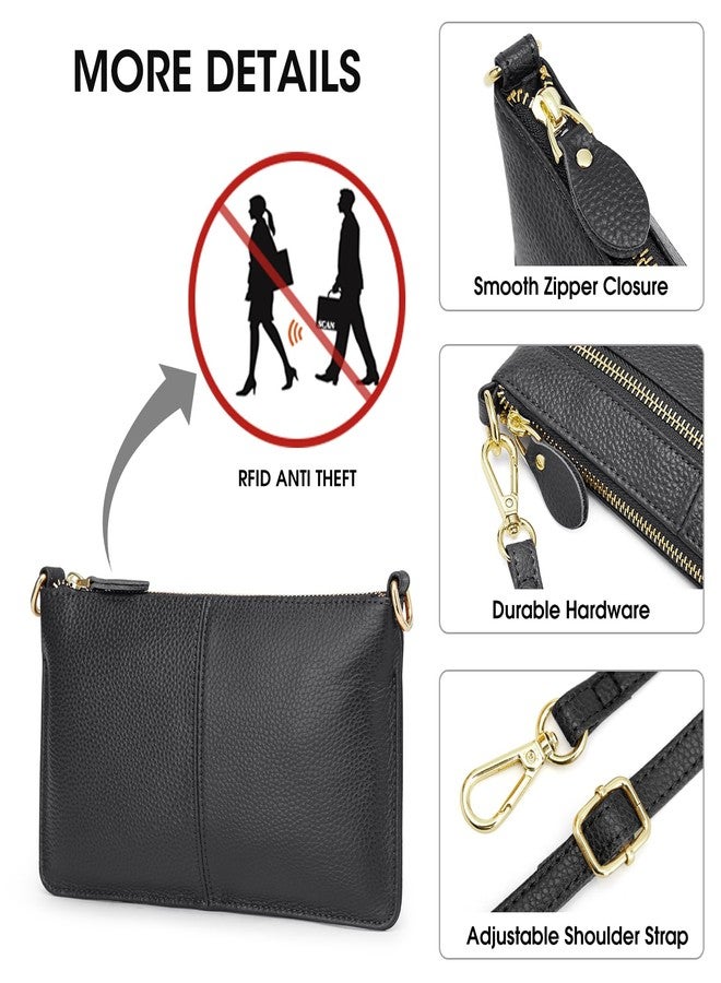 Kattee Leather Cross Body Bag for Women, Small Crossbody Shoulder Bags Purse for Women Trendy, Designer Handbag Pouch Clutch with Wristlet, Black - Image 5