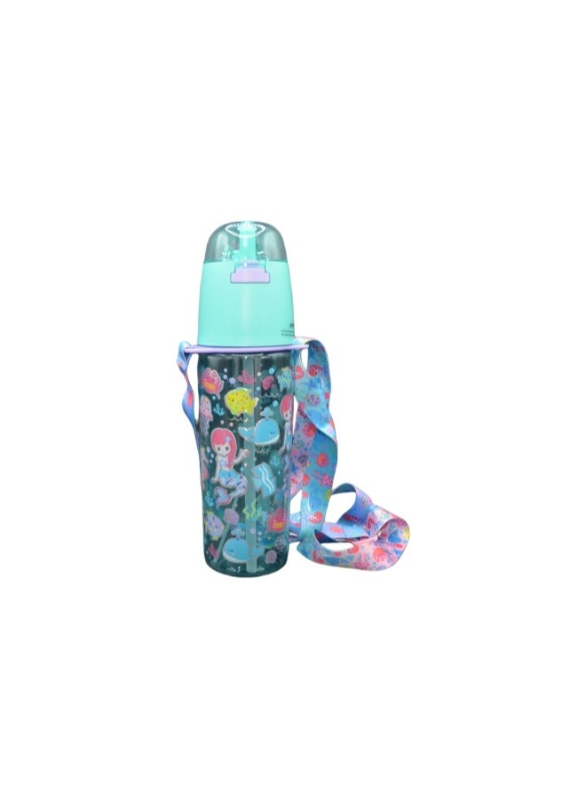 Five dream house 580ml Kids Spray Water Bottle, School Water Spray Bottle with Mermaid Print, Cooling Spray Bottle for Kids with Quick Dry Shoulder Strap, Kids Mist Bottle, 2 in 1 Drinking & Misting Water Bottle for School Outdoor Sports - Image 1