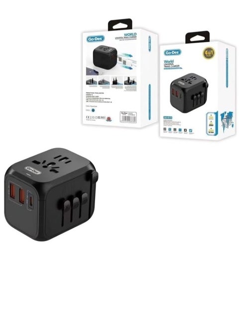 GD-B613 Travel Power Adapter for Mobile Phone Tablet Charging Fast Charger PD 20W and Two USB Port 18W