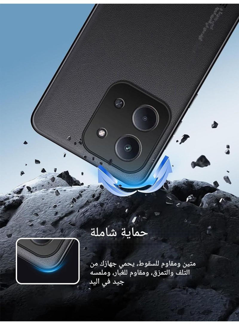 WRISTWISE Case Cover for Xiaomi Poco C85, Phone Protective Case,Anti-Drop,Shock-Absorbing,Comprehensive Protection,Leather PC Hard Cover,Protective Cover for  Xiaomi Poco C85(Black) - Image 4