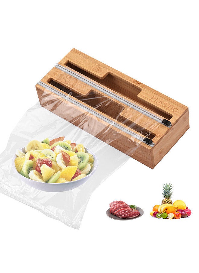 Generic 2-in-1 Wrap Dispenser with Slide Cutter Plastic Wrap  Wax Paper Dispenser for Kitchen Drawer/ Wall Mount  - Image 3