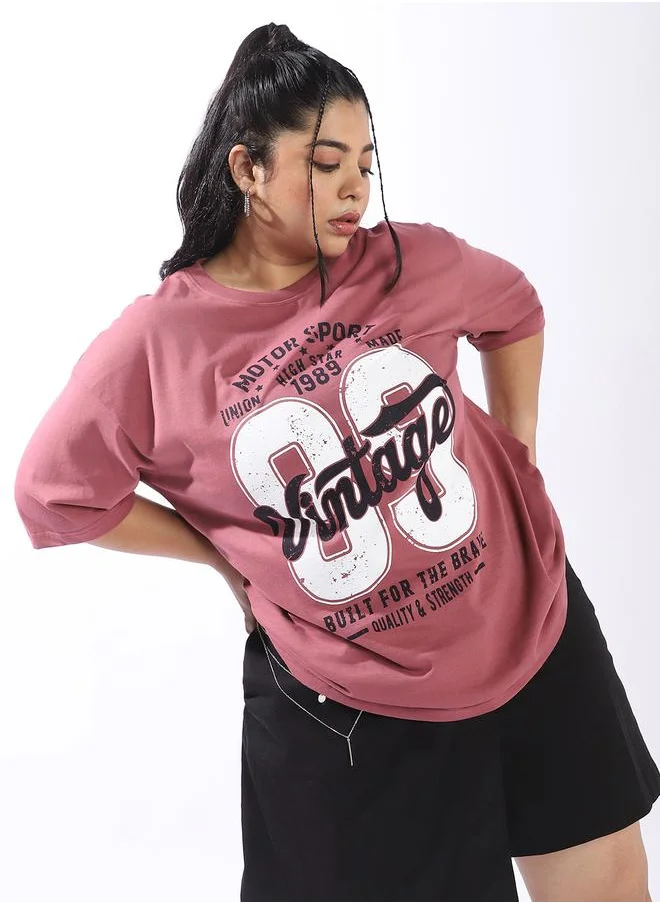 HIGH STAR Rust T-shirts Printed Slip-on Knitted Round Neck Half Sleeves Plus Size T-Shirt for Women – Make every day iconic