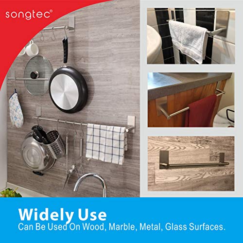Songtec Bathroom Towel Bar 16-inch, No Drill Stick On Towel Rack, Easy Install with Self-Adhesive, Premium SUS304 Stainless Steel - Brushed Nickle - Image 3