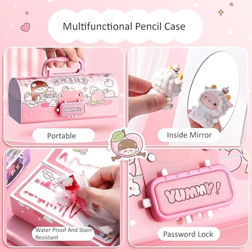 Invite Enterprise Plastic Multilayer Password Lock Pencil Box - Large Capacity Cartoon Print Pen Case for Girls & Boys | Stylish School Stationery Organizer for Kids (Nini-Purple Color) - Image 3