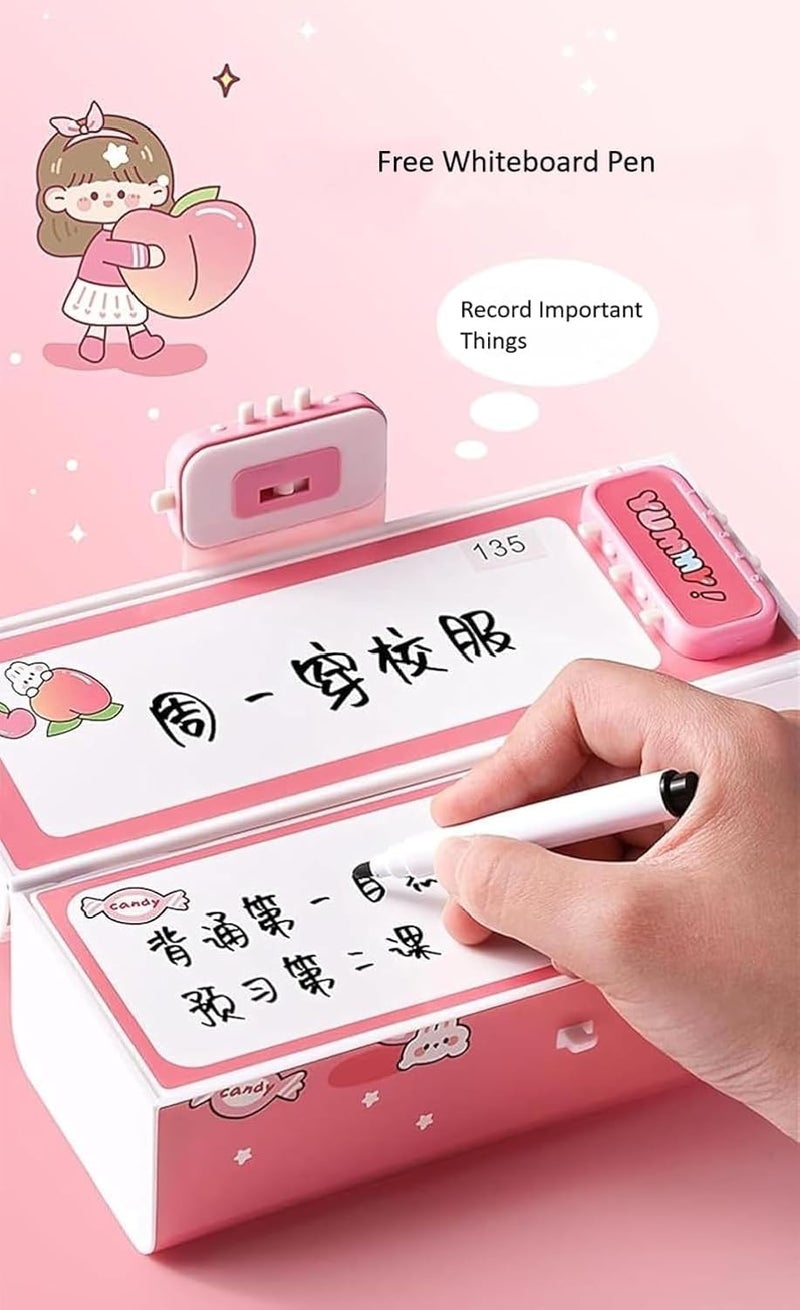 Invite Enterprise Plastic Multilayer Password Lock Pencil Box - Large Capacity Cartoon Print Pen Case for Girls & Boys | Stylish School Stationery Organizer for Kids (Nini-Purple Color) - Image 4