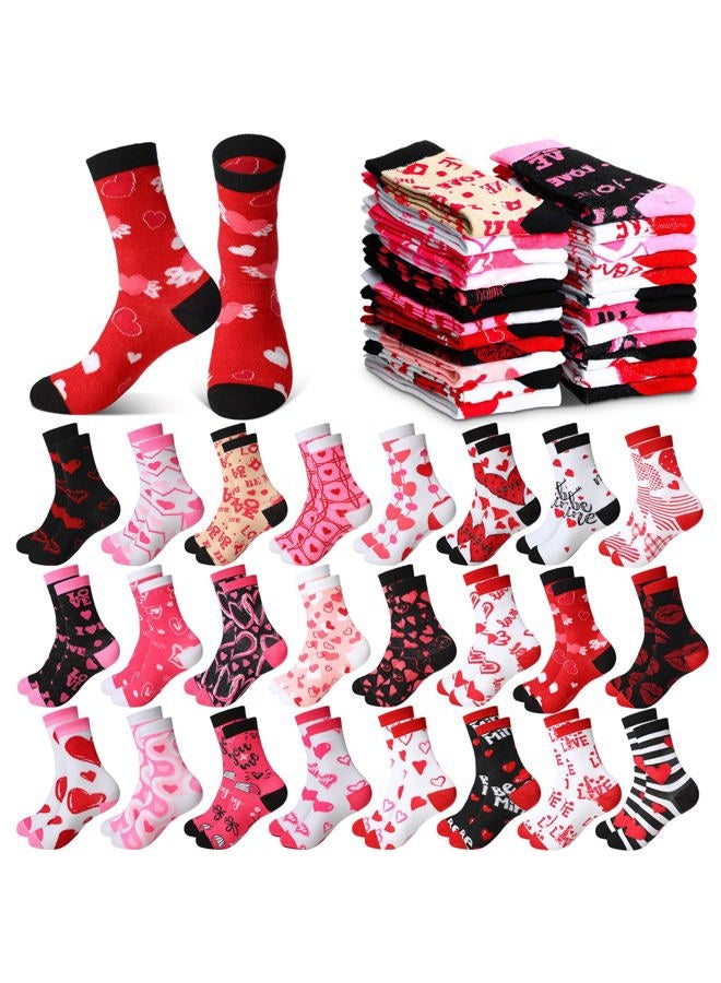Shinymoon 24 Pairs Valentine's Day Heart Socks Colorful Valentine Socks Bulk Love Hearts Novelty Socks for Women Girls Gifts - Image 1