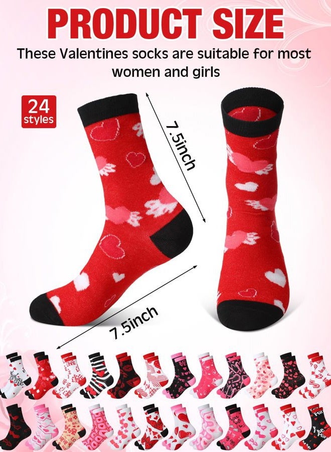 Shinymoon 24 Pairs Valentine's Day Heart Socks Colorful Valentine Socks Bulk Love Hearts Novelty Socks for Women Girls Gifts - Image 3