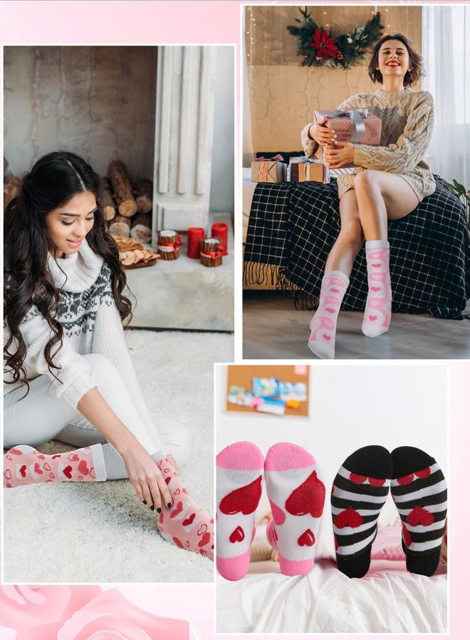 Shinymoon 24 Pairs Valentine's Day Heart Socks Colorful Valentine Socks Bulk Love Hearts Novelty Socks for Women Girls Gifts - Image 5