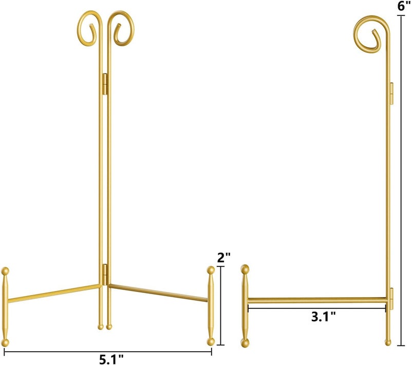 SVENJBB Plate Holder Display Stand, 6 Inch Decorative Plate Stands for Display, Gold Iron Easel Display Stand for Picture, Book, Photo Frame and Decorative Plates (1 Pack) - Image 5