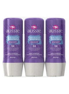 Aussie Aussie 3 Minute Miracle Moist Deep Conditioning Treatment Detangler 8 Fluid Ounces Pack of 3  Deep Conditioner 