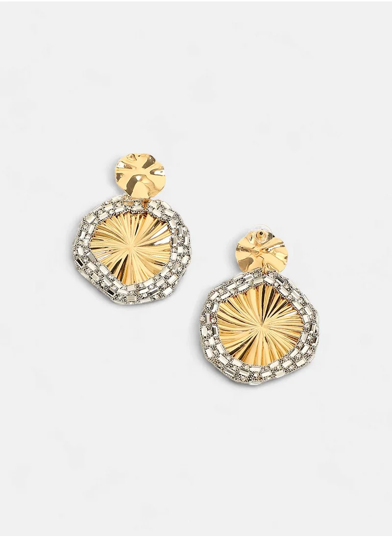 سوهي The Revolving Mirror Stone Studded Drop Earrings