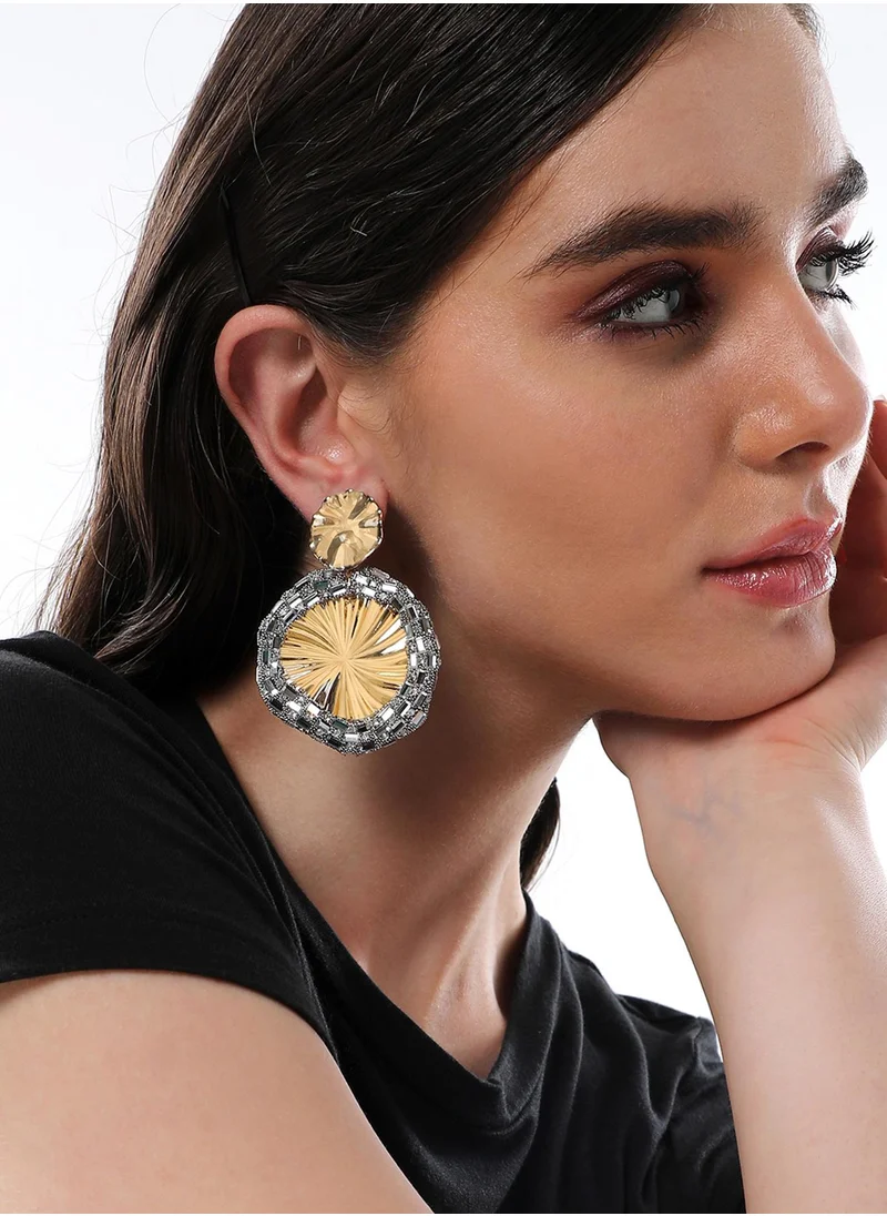 سوهي The Revolving Mirror Stone Studded Drop Earrings