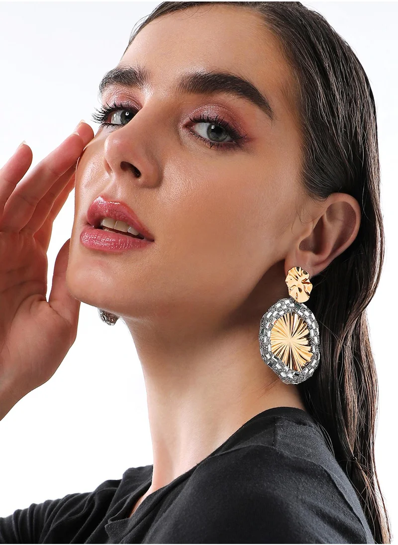 سوهي The Revolving Mirror Stone Studded Drop Earrings