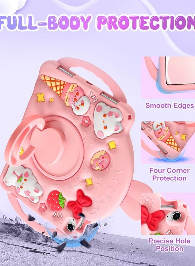 Wazzasoft for iPad A16 Case(11th) 11 inch 2025/10th Generation 10.9 inch 2022 - Kids Girls Cute Girly Protective Silicone Rabbit Tablet Cover with Shoulder Strap & Rotating Kickstand & Handle - Image 5