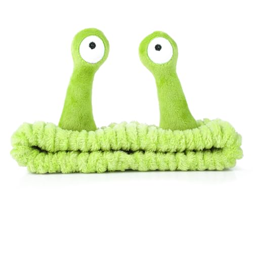 Molain Face Wash Headband Palm and Snail Spa Hair Bands Makeup Headbands Women Cartoon Cute Coral Fleece Elastic Headband Creative Hair Accessories for Washing Face Shower Sports Fluorescent Green - Image 1