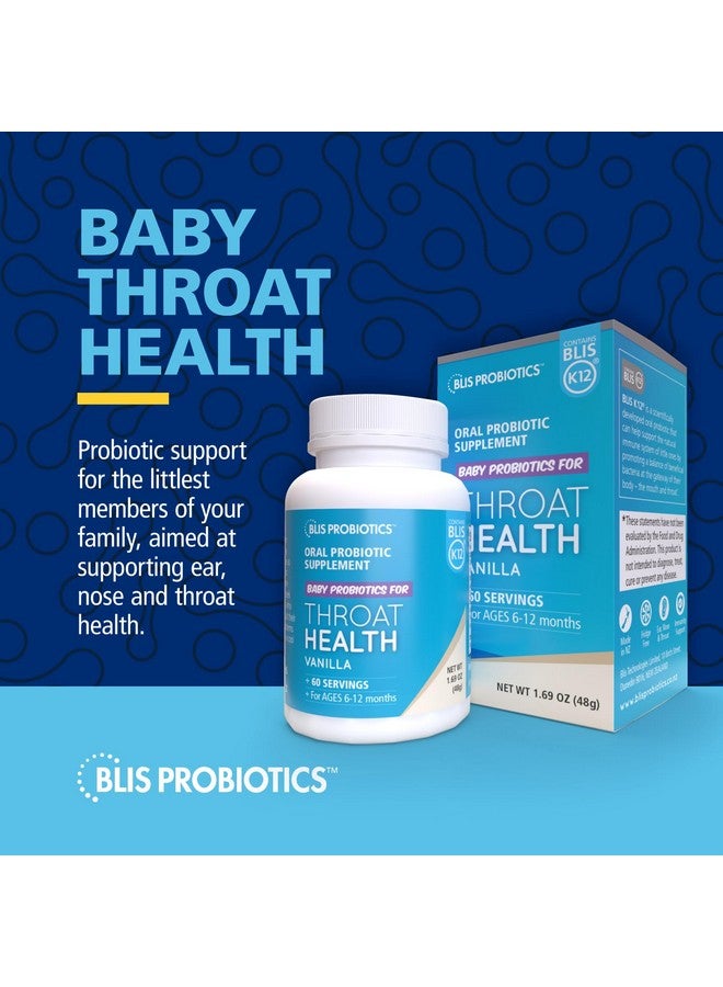 BLIS BLIS Probiotics Baby ThroatHealth Oral Probiotics, K12 Probiotic Formula Available, 1.25 Billion Cfu, Throat Immunity Support and Oral Health for Babies, Sugar- Free Powder, 60 Dose Supply  - Image 2