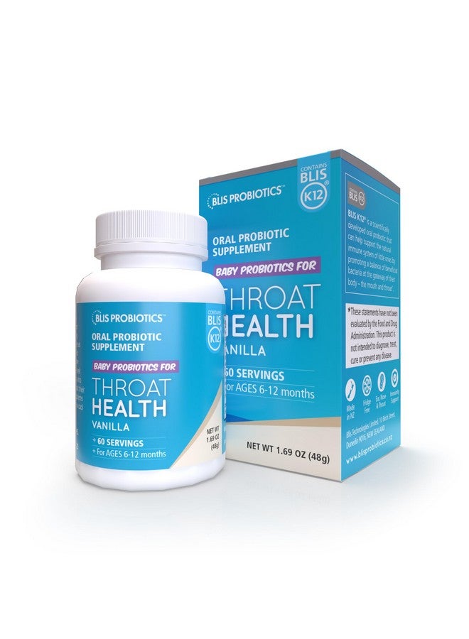 BLIS BLIS Probiotics Baby ThroatHealth Oral Probiotics, K12 Probiotic Formula Available, 1.25 Billion Cfu, Throat Immunity Support and Oral Health for Babies, Sugar- Free Powder, 60 Dose Supply  - Image 1