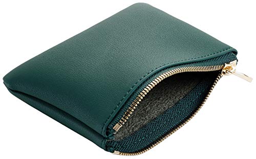 Chelmon Vegan Leather Coin Purse Pouch Change Purse With Zipper For Men Women (Green Coal) - Image 3