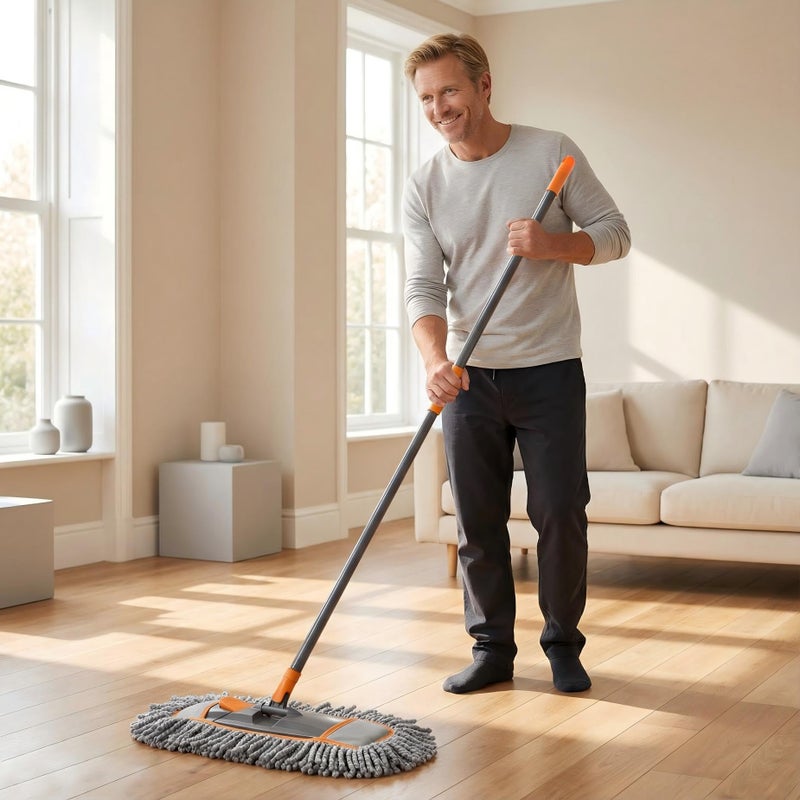 CLEANHOME Microfiber Dust Mop for Hardwood Floor Cleaning, Dry and Wet Baseboard and Floor Duster, Household Cleaning Tool for Kitchen, Bathroom - Image 2