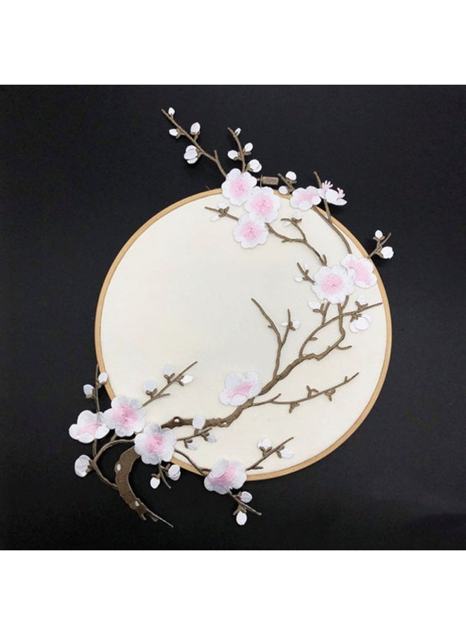 Plum Blossom Flower Embroidery Patches Applique Fabric Sticker Craft Sewing Repair Decoration, Set of 2 - Image 4