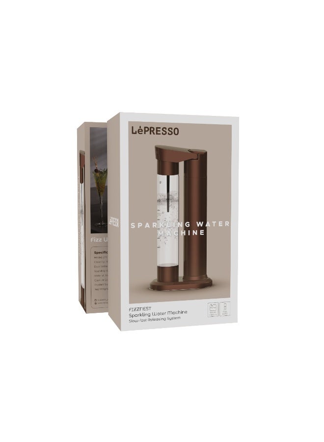 LePRESSO Sparkling Water Maker with Slow-Fast Releasing System / Dual Bottle Support 500ml-350ml / Explosion-Proof Pet BPA Free / Co2 Chargers / CO2 Capsule Compatible / Easy to Clean - Brown - Image 3