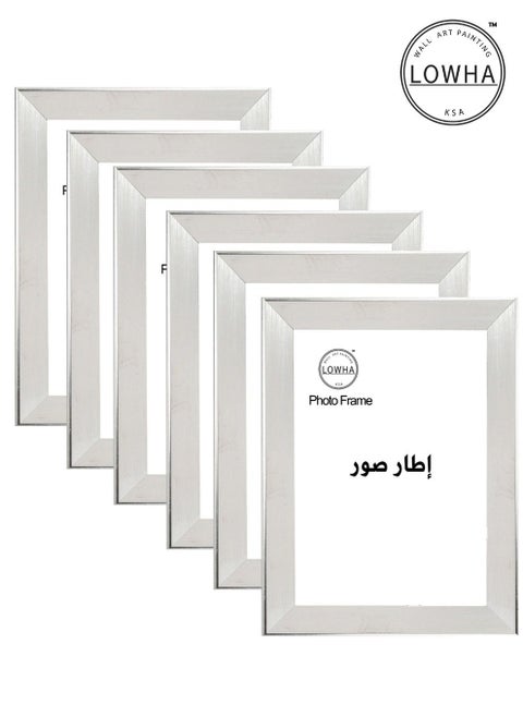 طقم من 6 إطارات صور جدارية أو للطاولة مع قاعدة تثبيت بالعرض أو الطول