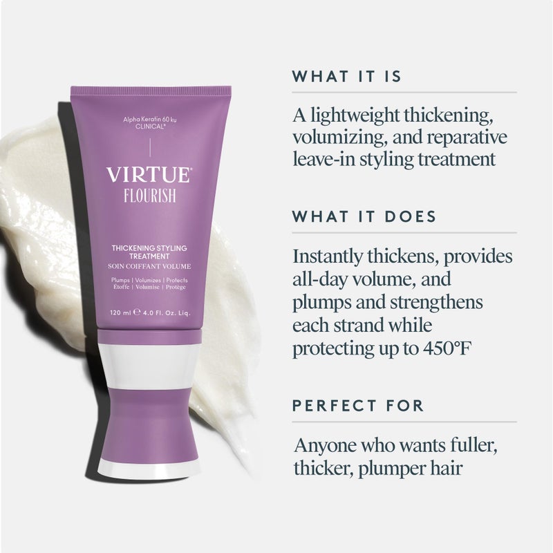 VIRTUE Flourish Hair Thickening Styling Treatment for Thinning or Fine Hair, Volumizes and Thickens Thin Hair, 4 Fl Oz - Image 2