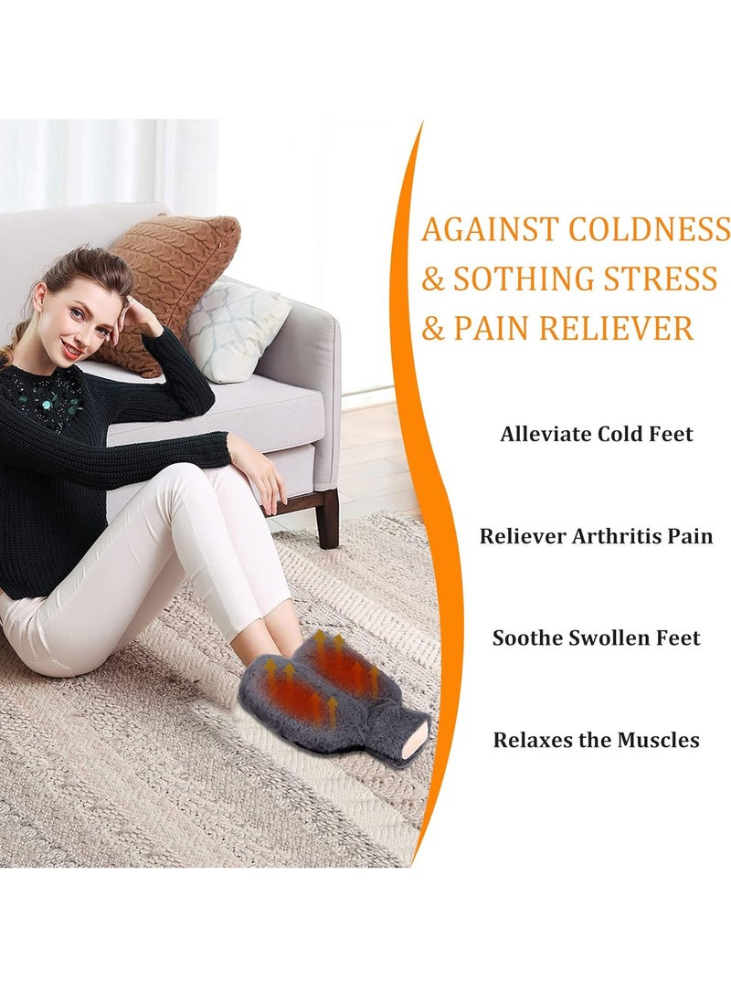 XiuWoo - 2 in 1 Heated Foot Warmer, Hand Warmer, 2 Litre Hot Water Bottle, Soft Foot Warmer Pads with Soft Plush Cover, Anti-Slip Sole, Hot Water Bottle Pouch for Discomfort Relief, Keep Warm - Image 1