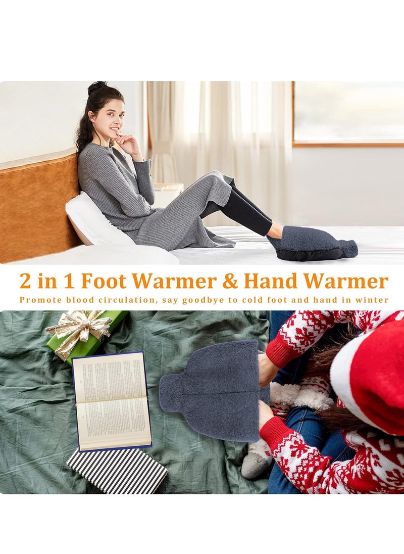 XiuWoo - 2 in 1 Heated Foot Warmer, Hand Warmer, 2 Litre Hot Water Bottle, Soft Foot Warmer Pads with Soft Plush Cover, Anti-Slip Sole, Hot Water Bottle Pouch for Discomfort Relief, Keep Warm - Image 1