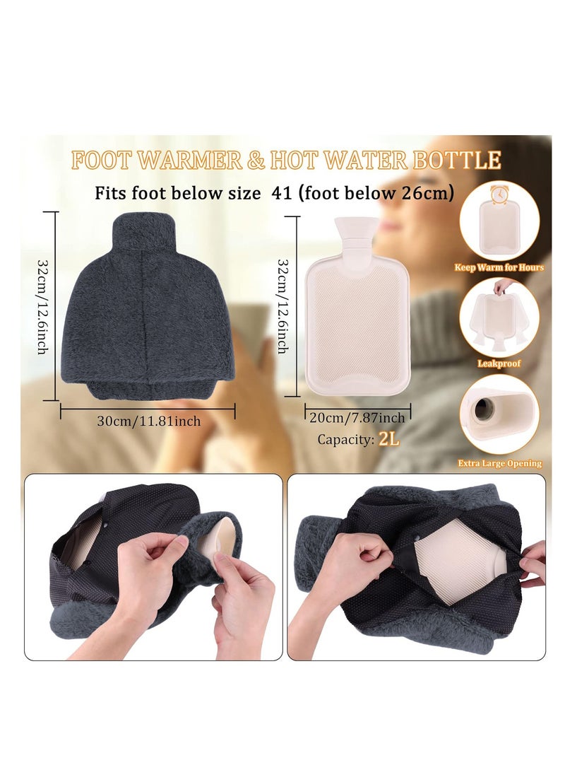 XiuWoo - 2 in 1 Heated Foot Warmer, Hand Warmer, 2 Litre Hot Water Bottle, Soft Foot Warmer Pads with Soft Plush Cover, Anti-Slip Sole, Hot Water Bottle Pouch for Discomfort Relief, Keep Warm - Image 1