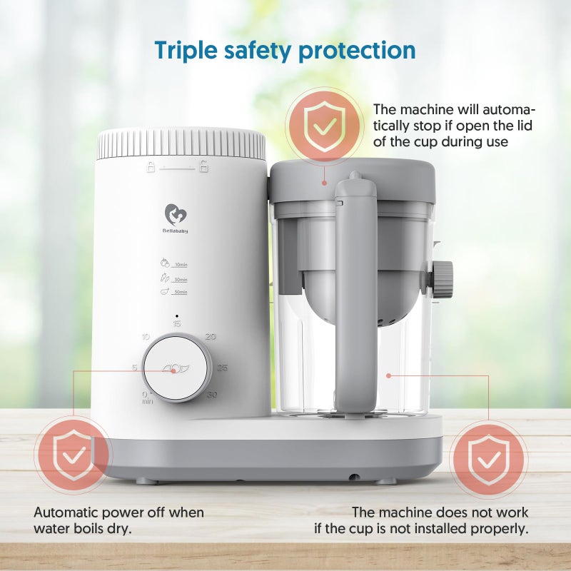 Bellababy Baby Food Maker Bellababy Baby Food Processor, Puree Blender Steamer with Reversible Steam Basket, One Button Easy Operation & Large Opening for Easy Cleaning - Image 5