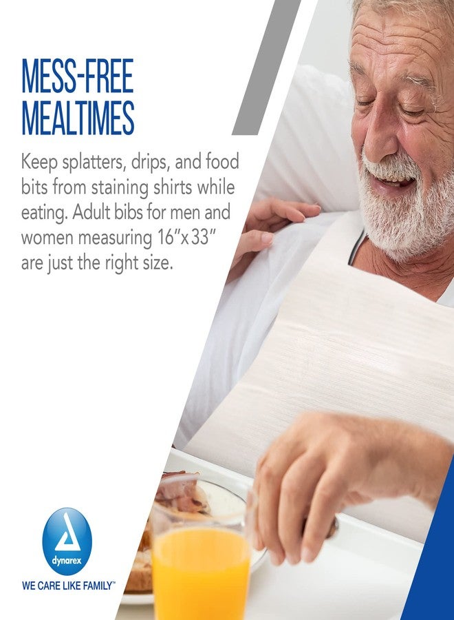 Dynarex 4406 Slipover Disposable Bib for Adult, 1-Ply Tissue, Waterproof Poly Backing, No DEHP or Rubber Latex, 16" x 33", Pack of 300 - Image 4