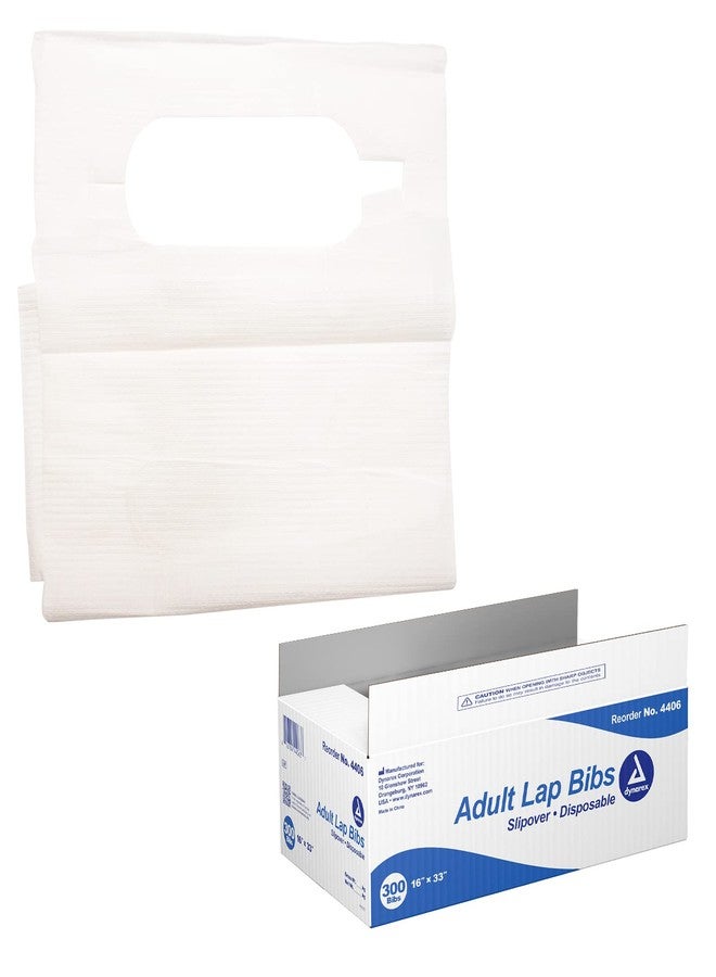 Dynarex 4406 Slipover Disposable Bib for Adult, 1-Ply Tissue, Waterproof Poly Backing, No DEHP or Rubber Latex, 16" x 33", Pack of 300 - Image 1